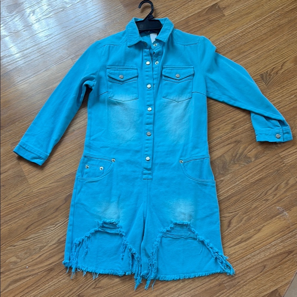 Vibrant Blue Button-Up Romper